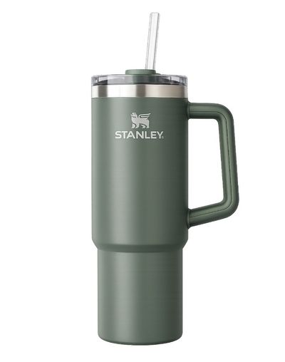 Stanley Quencher H2.0 Dried Pine RRP £44.99 Green Insulated Tumbler With Handle And Straw